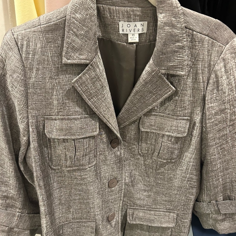 Joan Rivers 3/4 sleeve metallic thread jacket